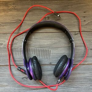 Beats by Dre Purple and Black On-Ear Headphones with Red Cable